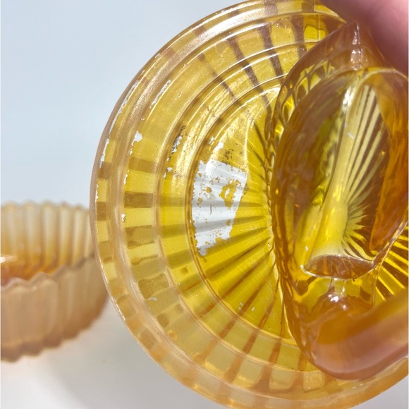 Jeanette Glass Marigold Dish Powder/Trinket Box with Swan Lipstick Holder - Picture 5 of 7